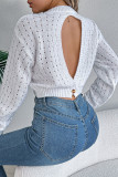 Eyelet Knitting Short Sweater 