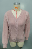 Pink Cable Knitting Sweater 