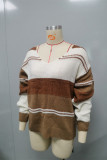 V Neck Knitting Color Block Top 