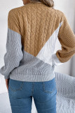 Color Block Cable Knitting Sweater 