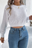 Eyelet Knitting Short Sweater 