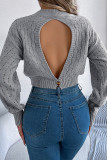 Eyelet Knitting Short Sweater 