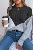 Color Block Cable Knitting Sweater 