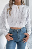 Eyelet Knitting Short Sweater 