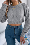 Eyelet Knitting Short Sweater 