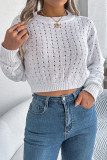 Eyelet Knitting Short Sweater 