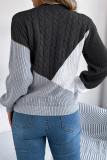 Color Block Cable Knitting Sweater 