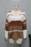 V Neck Knitting Color Block Top 