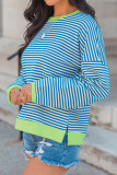 Blue Stripes Splicing Sweatshirt 