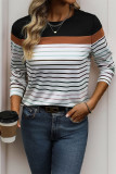 Stripe Color Block Long Sleeves Top 