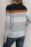 Stripe Color Block Long Sleeves Top 