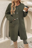 Front Open Pockets Fleece Coat 