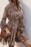 Leopard Print Ruffle Mini Dress 