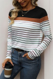 Stripe Color Block Long Sleeves Top 