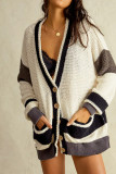 Colorblock Front Open Pockets Cardigan 