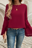 Solid Color Flare Sleeves Top 