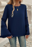 Solid Color Flare Sleeves Top 