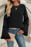 Solid Color Flare Sleeves Top 