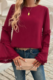 Solid Color Flare Sleeves Top 