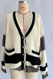 Colorblock Front Open Pockets Cardigan 