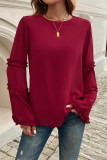 Solid Color Flare Sleeves Top 