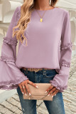 Solid Color Flare Sleeves Top 