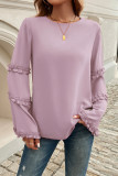 Solid Color Flare Sleeves Top 