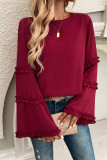 Solid Color Flare Sleeves Top 