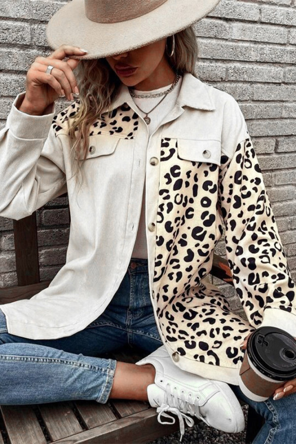 Leopard Button Up Coat 