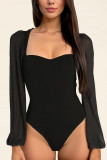 One Piece Lantern Sleeves Bodysuit 