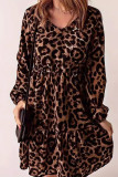 Brown Leopard Splicing Dress 