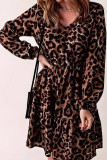 Brown Leopard Splicing Dress 