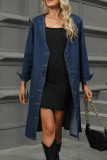 Blue Front Open Button Denim Coat 