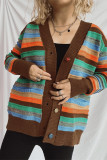 Colorful Stripes Front Open Cardigan 