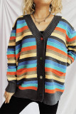 Colorful Stripes Front Open Cardigan 