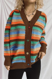 Colorful Stripes Front Open Cardigan 