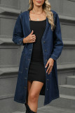 Blue Front Open Button Denim Coat 