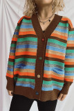 Colorful Stripes Front Open Cardigan 