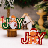 Christmas Joy Gnome Gingerbread Man Wooden Pendant 