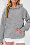 Solid Color Kangaroo Pockets Hooded Sweatshirt 