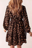 Brown Leopard Splicing Dress 