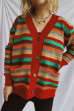 Colorful Stripes Front Open Cardigan 