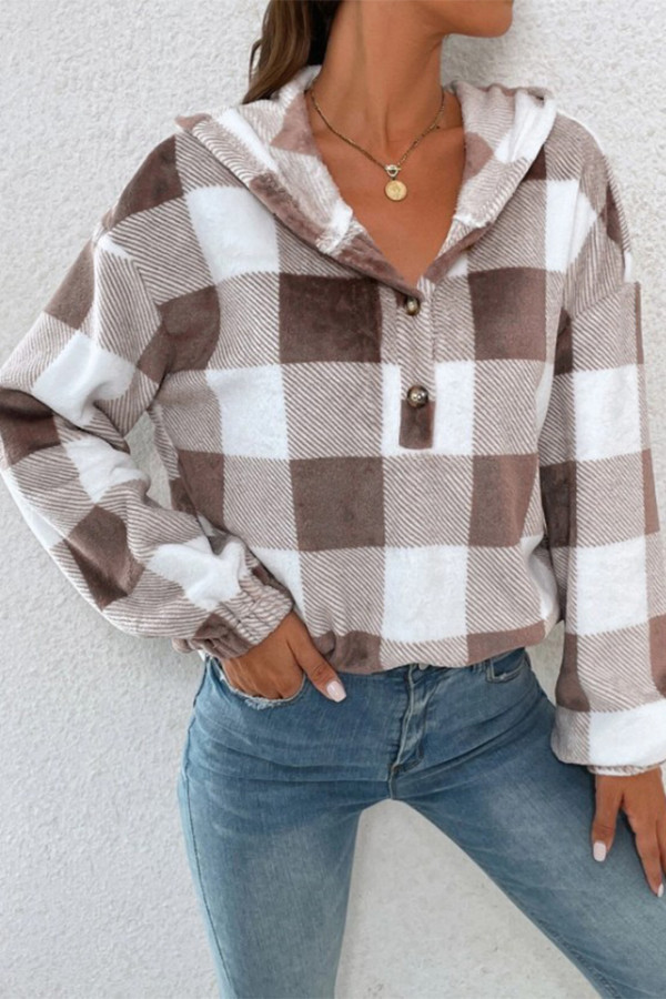 Plaid Hooded Sweatshirt 