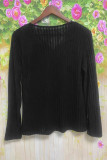 Black Lace Ribbed Knitting Top 