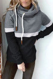 Colorblock Hooded Drawstring Sweatshirt 