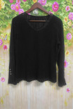 Black Lace Ribbed Knitting Top 