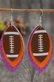 American Football Rugby Glitter PU Earrings 