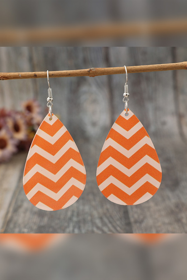 Orange Wavy PU Earrings 