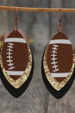 American Football Rugby Glitter PU Earrings 