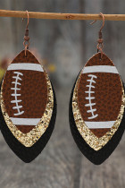 American Football Rugby Glitter PU Earrings 